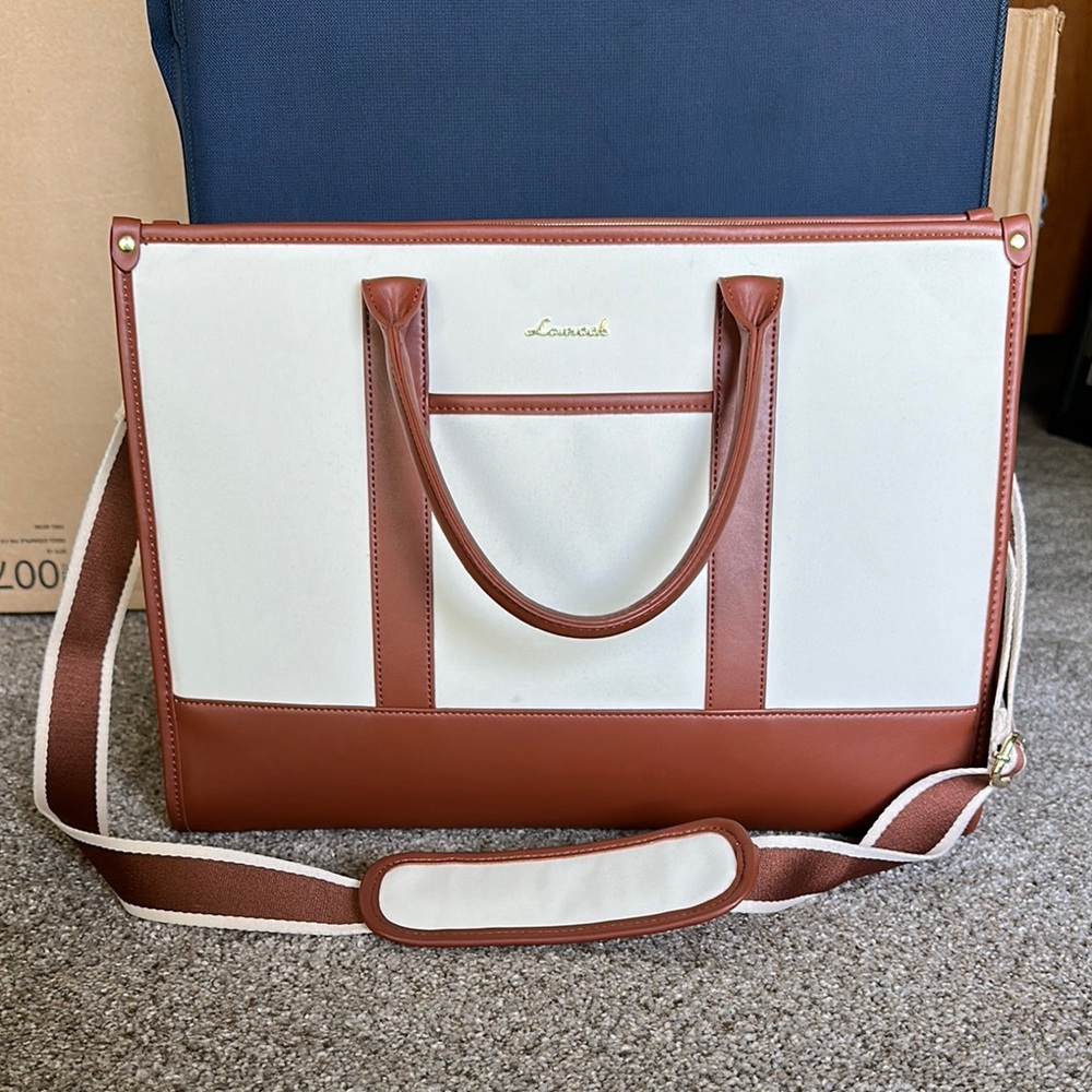 Lovesick White and Brown Laptop Bag